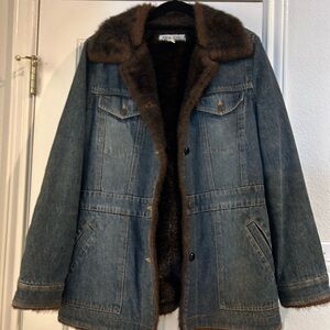 Marvin Richards Blue Denim Jacket with Brown Fur Lining
